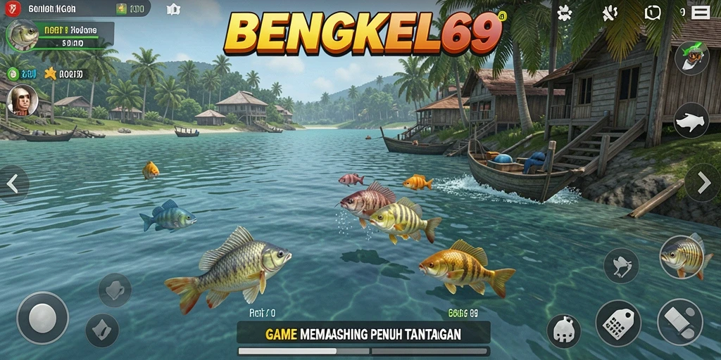 Tampilan menarik dari gameplay BENGKEL69 dengan aksi memancing yang seru.