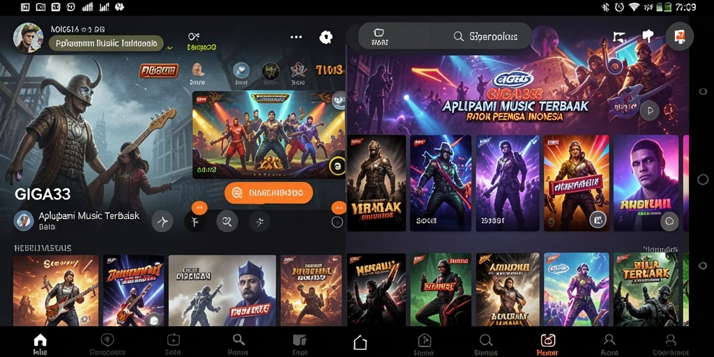 Tampilan utama gameplay GIGA33 saat mendengarkan musik.