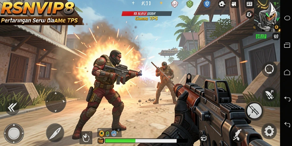 Screenshot gameplay RSNVIP8 yang menunjukkan aksi seru perang.