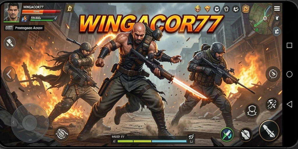 Tampilan gameplay menegangkan dalam aksi perang WINGACOR77.